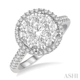 1 ctw Round Diamond Lovebright Halo Engagement Ring in 14K White and Yellow Gold